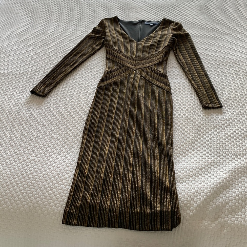 RACHEL Rachel Roy Quinn Metallic Sheath Dress, Black/Gold Combo size  XS